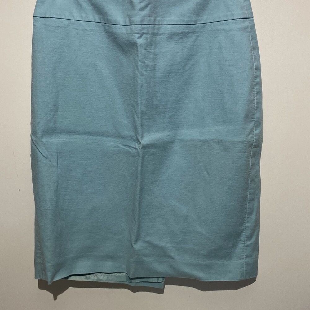 Ann Taylor Womens Size‎ 8 Light Blue Cotton Blend Pencil Skirt Back Vent Zip